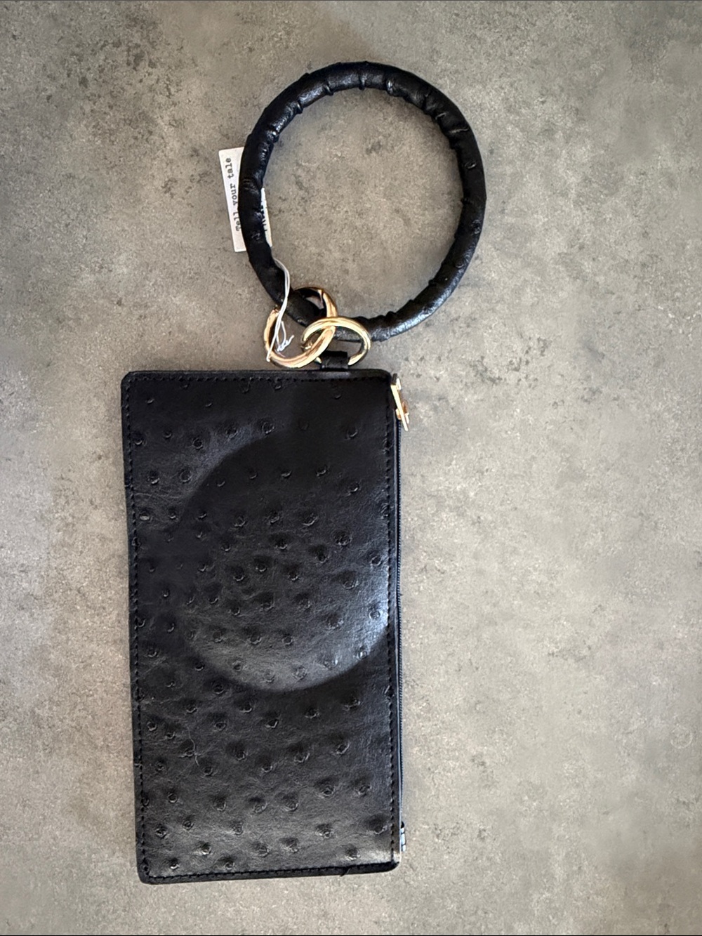 Black Wristlet Card Holder with Gold Ring Accent
